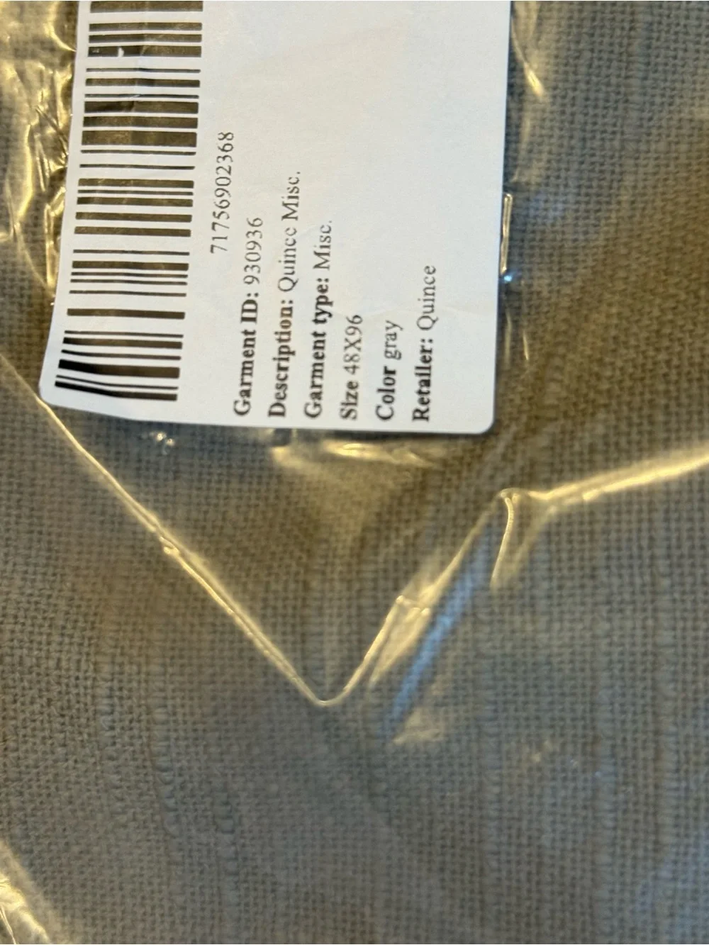 Quince 48 x 96NWT cotton slub panel gray